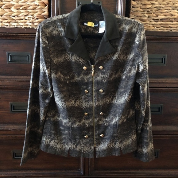 Vintage animal print zip up blazer in size 12 - Picture 1 of 7